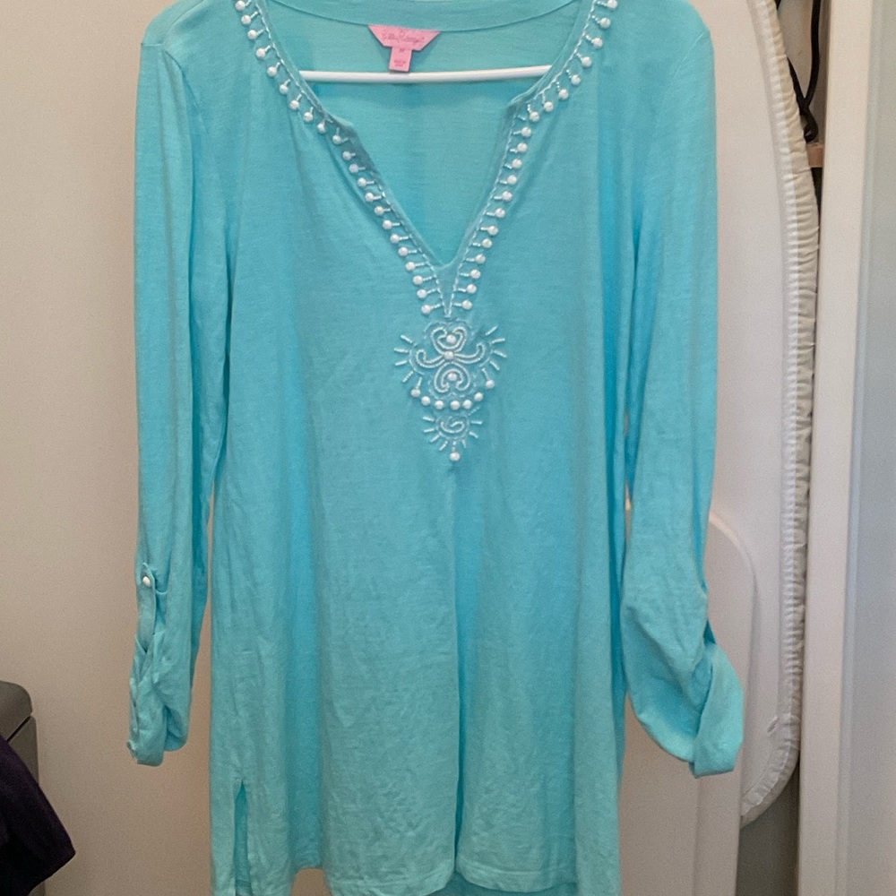 Lilly Pulitzer Turquoise Embroidered Tunic
